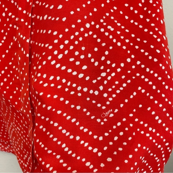 Diane Von Furstenberg Red Dotted Print Long Sleeve Button Up Blouse Size 4 - Picture 7 of 11